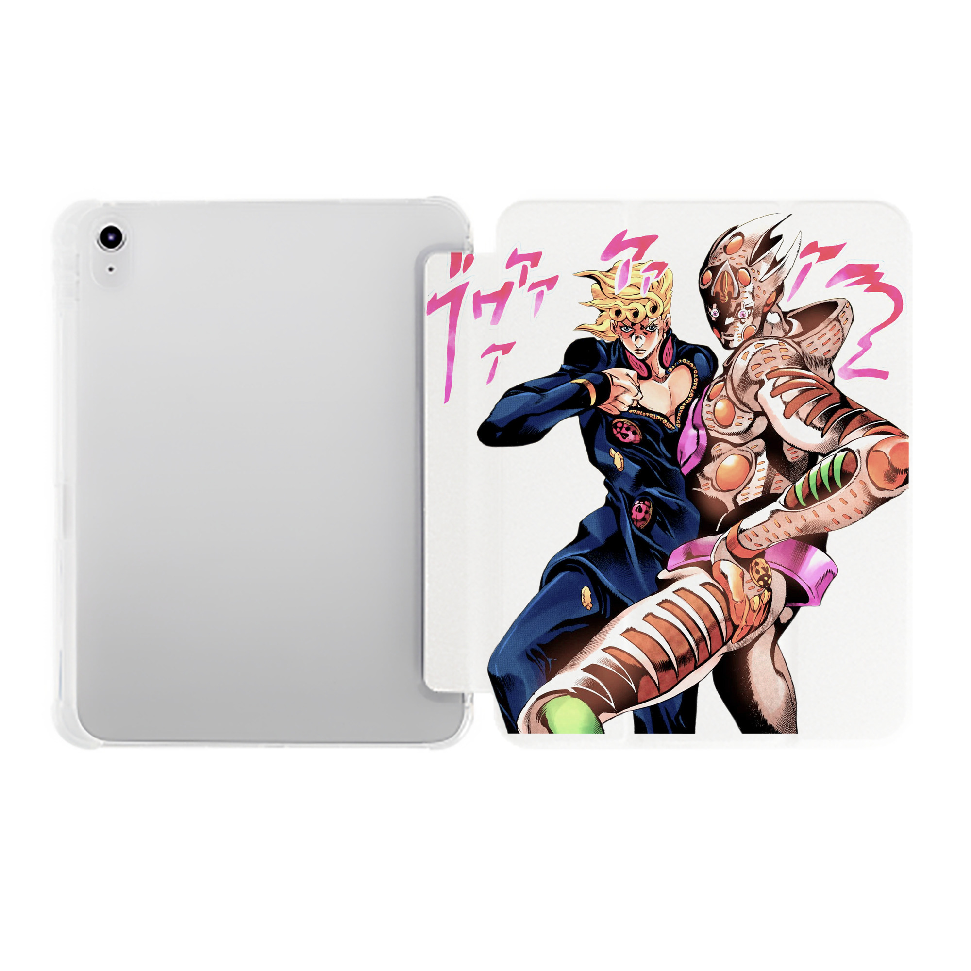 （画像用） ジョジョの奇妙な冒険 ジョルノ?ジョバァーナ JoJo's Bizarre Adventure Giorno Giovanna IPad ケース ペン収納付き 三つ折りスタンド PUレザー×シリコン 対応機種9.5/10.5/10.9インチ